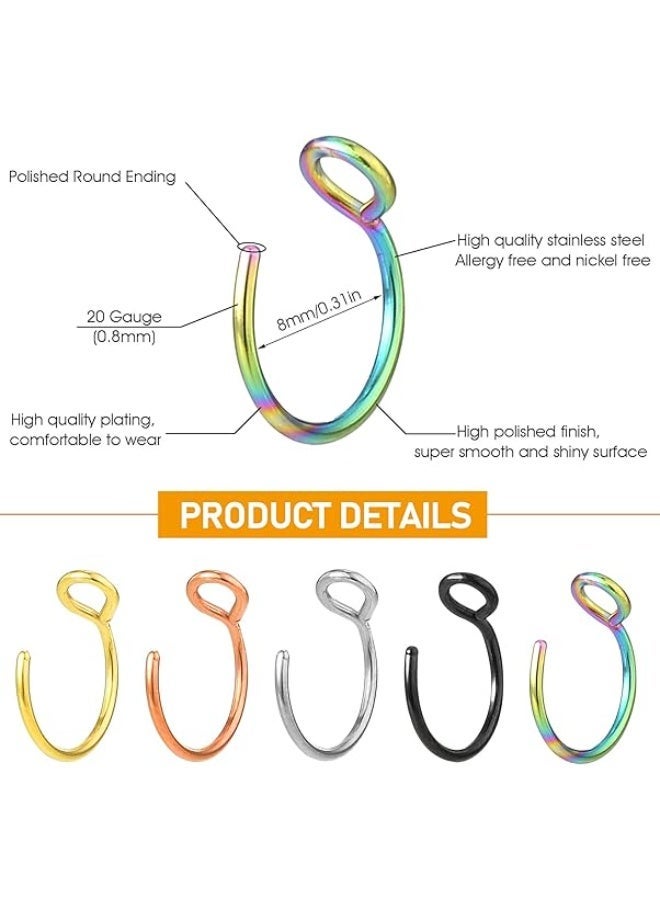 Ucanbe 10PCS Double Hoop Nose Rings | Clip-On Fake Nose Ring & Fake Lip Piercing | Non-Piercing Unisex Jewelry - Image 5